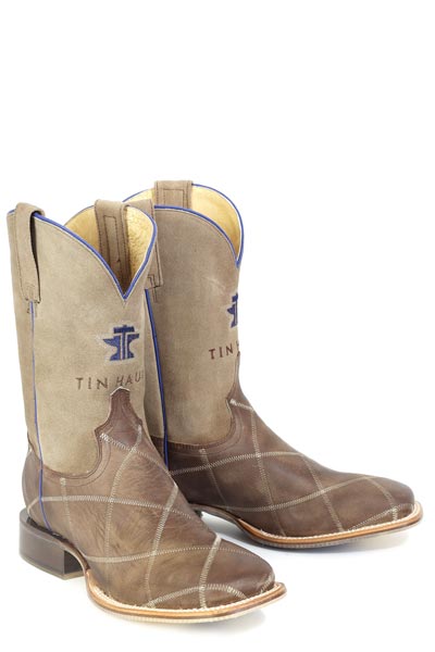 Botas Tin Haul Diamondback para hombre con suela Cowboy Attitude hechas a mano en marrón