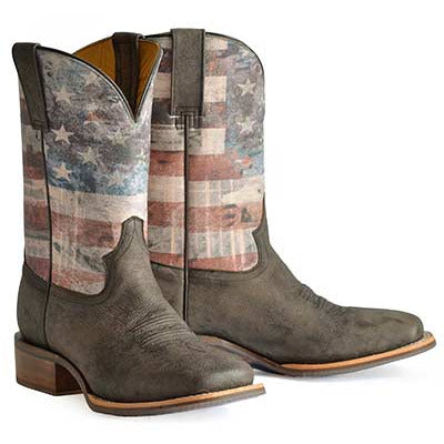 Men's Tin Haul Patriot Boots with Eagle and Shield Sole Handcrafted Brown - yeehawcowboy