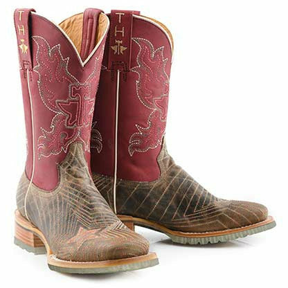 Women's Tin Haul Super Nova Star Boots with Bull Doodles Lug Sole Handcrafted Tan - yeehawcowboy