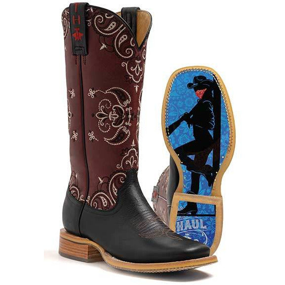 Women's Tin Haul Bandida Boots with Wild Rag Sole Handcrafted Black - yeehawcowboy