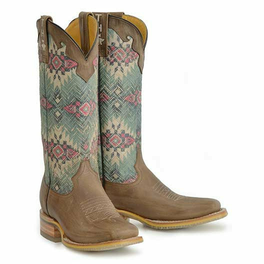 Women's Tin Haul Southwest Dreamer Boots Dream Catcher Sole Handcrafted Brown - yeehawcowboy