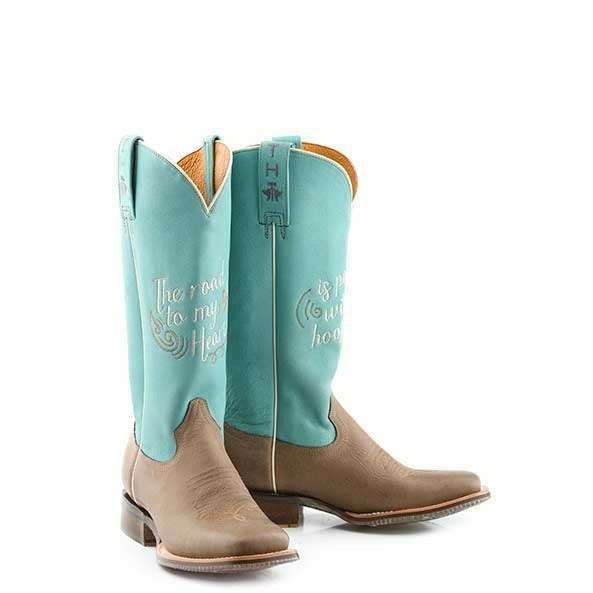 Women's Tin Haul A Cowgirls Motto Boots Born To Be Free Sole Handcrafted Tan - yeehawcowboy