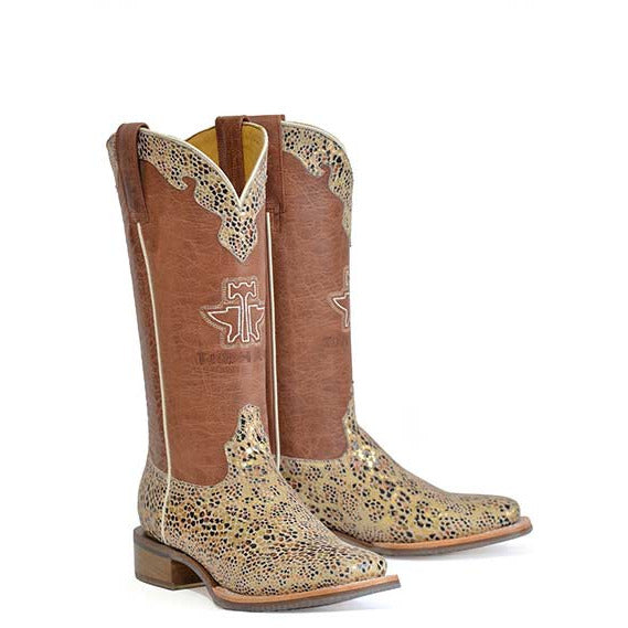 Women's Tin Haul Golden Cheetah Boots with Fastest Cat Alive Sole Handcrafted Brown - yeehawcowboy