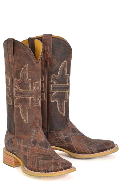 Women's Tin Haul Diamond In The Rough Boots with Bullrider Girl Sole Handcrafted Brown