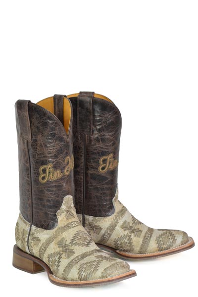 Women's Tin Haul Sign Of The Sun Boots with Desert Floral Sole Handcrafted Brown