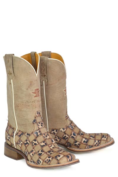 Botas Tin Haul Cheetah Chick para mujer con suela de guepardo, hechas a mano en marrón