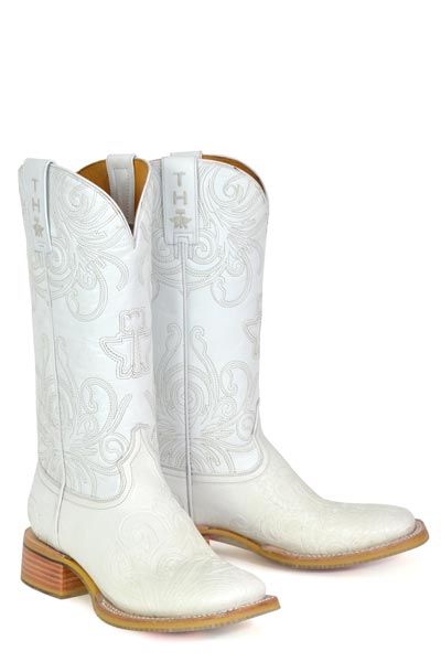 Women's Tin Haul Wedding Boots with Yes I Do Sole Handcrafted White