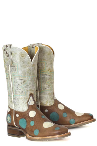 Women's Tin Haul Spots And Dots  Boots With Geometric Sole Handcrafted Brown