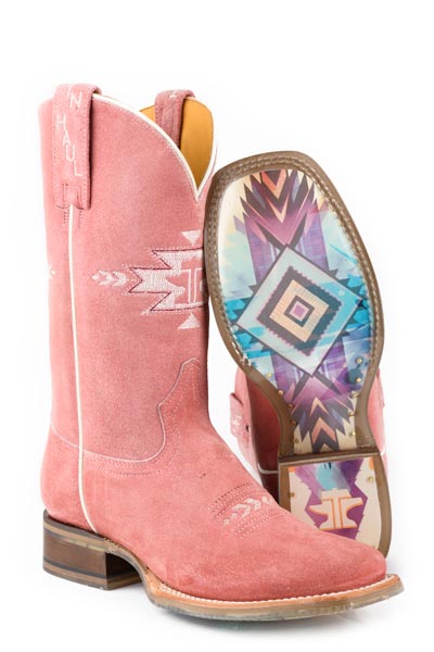 Women's Tin Haul Pretty In Pink Boots With Vintage Aztec Sole Handcrafted Pink