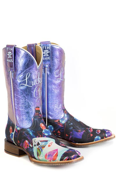 Women's Tin Haul Lady Luck Boots With Games Of Chance Sole Handcrafted Black