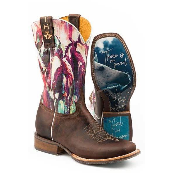 Women's Tin Haul Highbrow Horses Boots With True Love Sole Handcrafted - yeehawcowboy