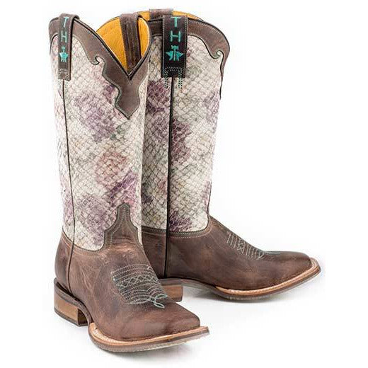 Women's Tin Haul Rosealiscious Boots Handcrafted Brown - yeehawcowboy