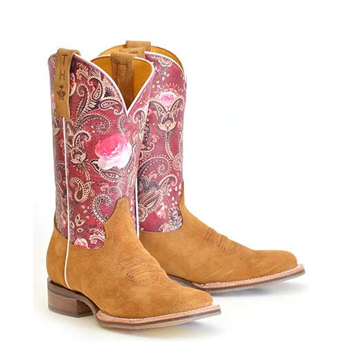 Women's Tin Haul Blooming Breeze Boots with Yeehaw Sole Handcrafted Tan - yeehawcowboy