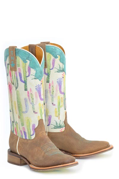 Women's Tin Haul Hot Stuff Boots with Sun Comes Up Sole Handcrafted Brown