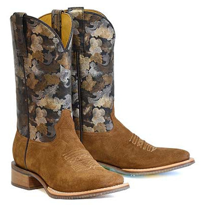 Women's Tin Haul Petals Boots with Sunshine Sole Handcrafted Brown - yeehawcowboy