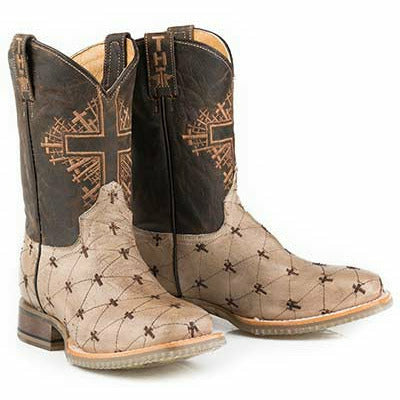 Kid's Tin Haul Lil Gospel Boots John 3:16 Sole Handcrafted Tan - yeehawcowboy