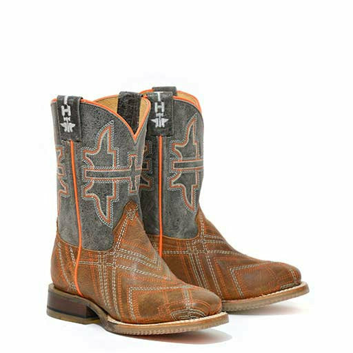 Kid's Tin Haul Keep Me In Stitches Boots Mini Patriot Sole Handcrafted Tan - yeehawcowboy