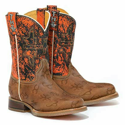 Kid's Tin Haul Mini Brands Boots Raging Bull Sole Handcrafted Tan - yeehawcowboy