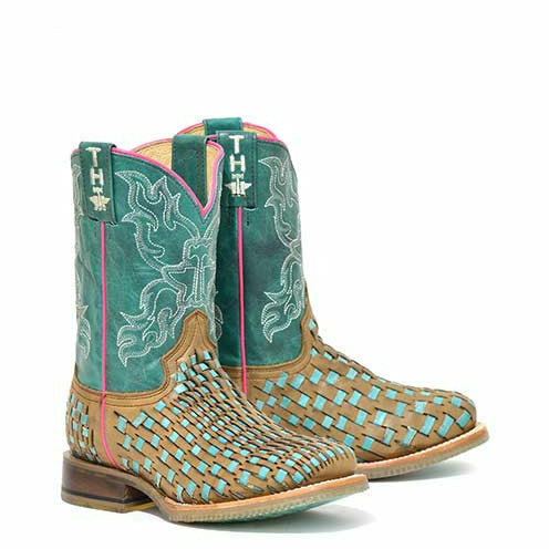 Kid's Tin Haul Gitcha A Good One Boots Enjoy The Ride Sole Handcrafted Tan - yeehawcowboy