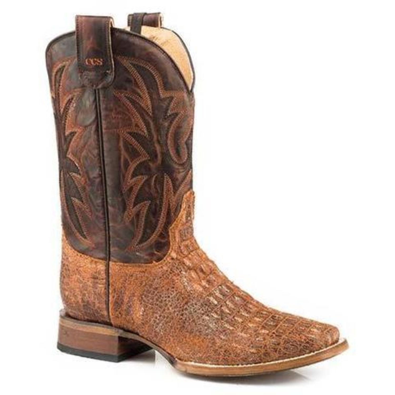 Men‚Äôs Roper Pierce Caiman Print Concealed Carry Boots Cognac - yeehawcowboy