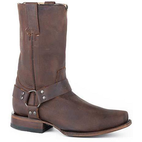 Men's Roper Biker Boots Handcrafted Brown - yeehawcowboy