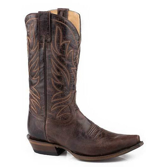 Men's Roper Parker Leather Boots Handcrafted Brown - yeehawcowboy