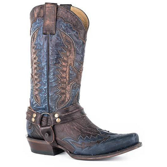 Men's Stetson Outlaw Eagle Leather Boots Handcrafted Brown - yeehawcowboy