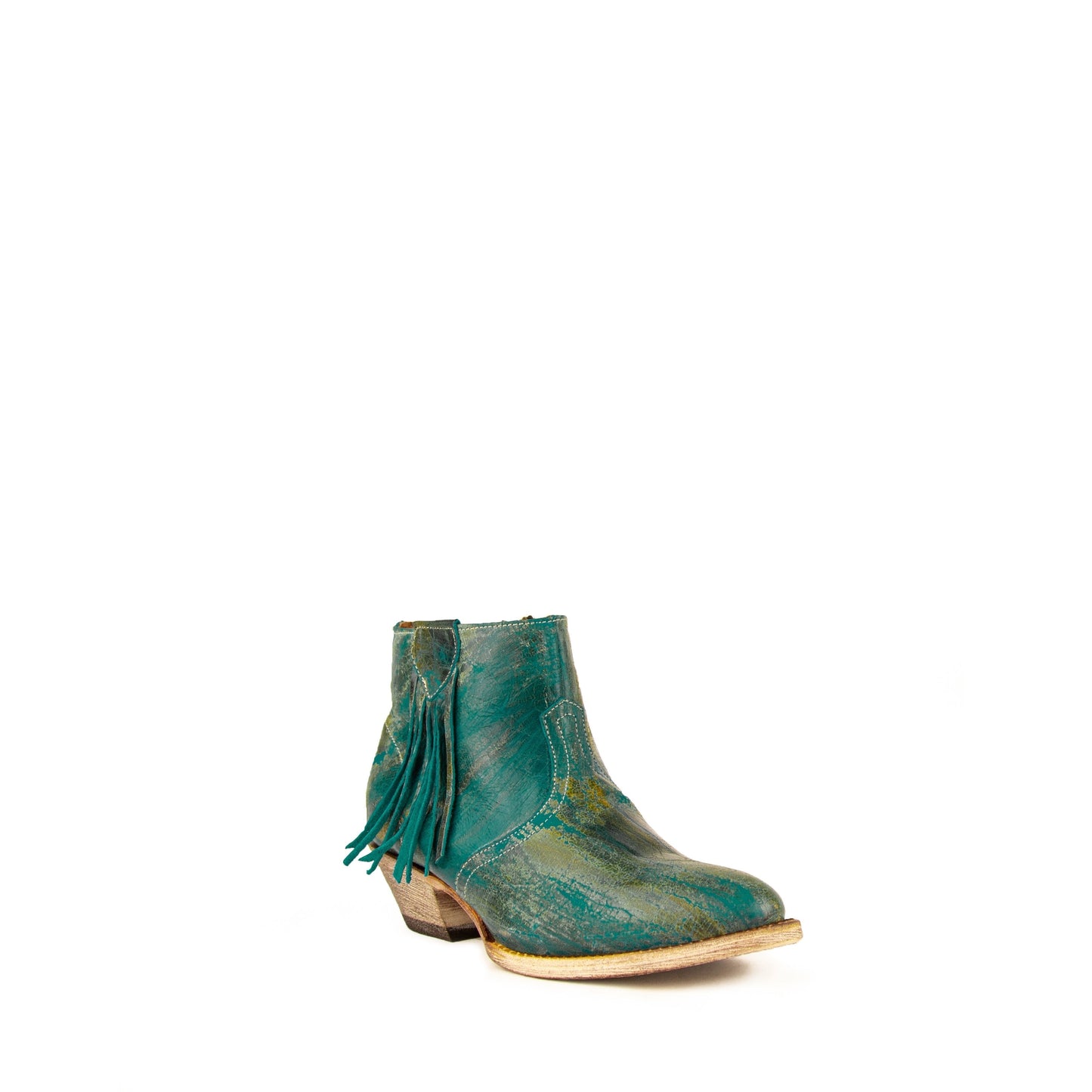 Women's Ferrini Fringe Leather Boots Handcrafted Turquoise - yeehawcowboy