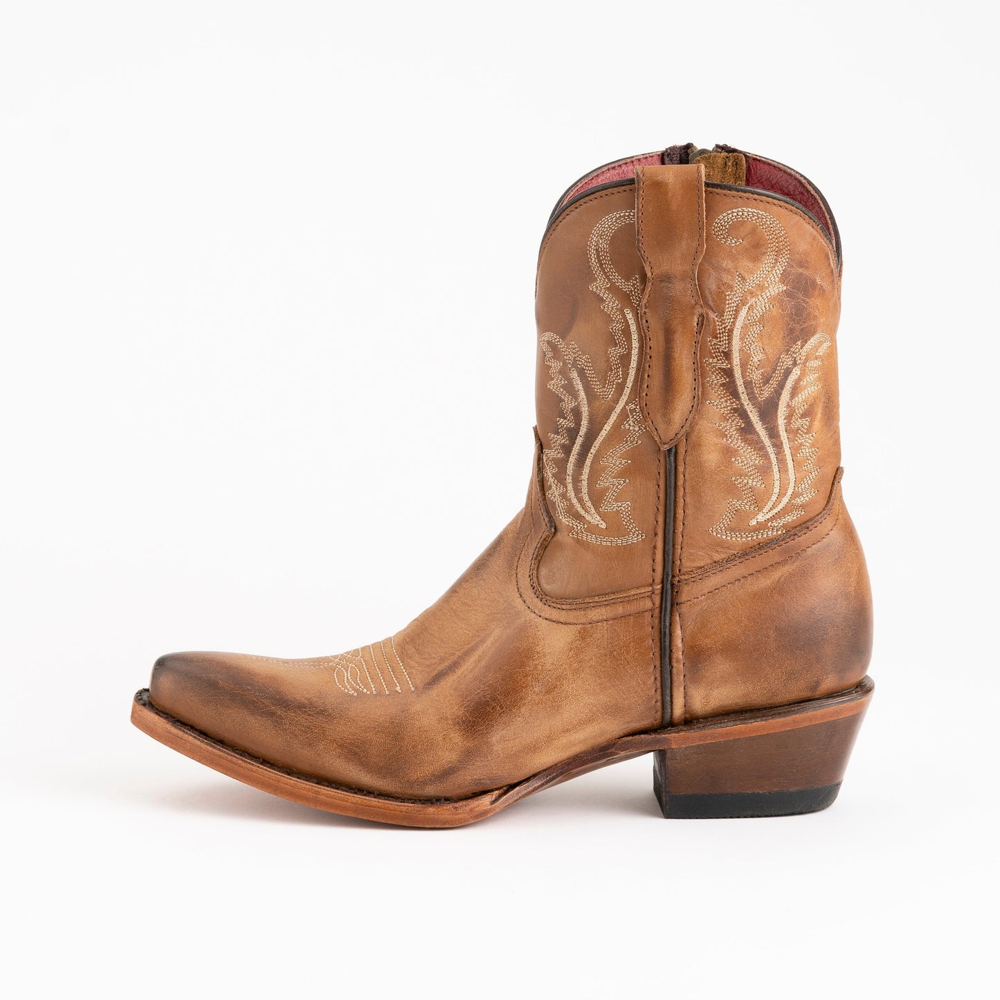 Women's Ferrini Molly Leather Booties Handcrafted Brown - yeehawcowboy