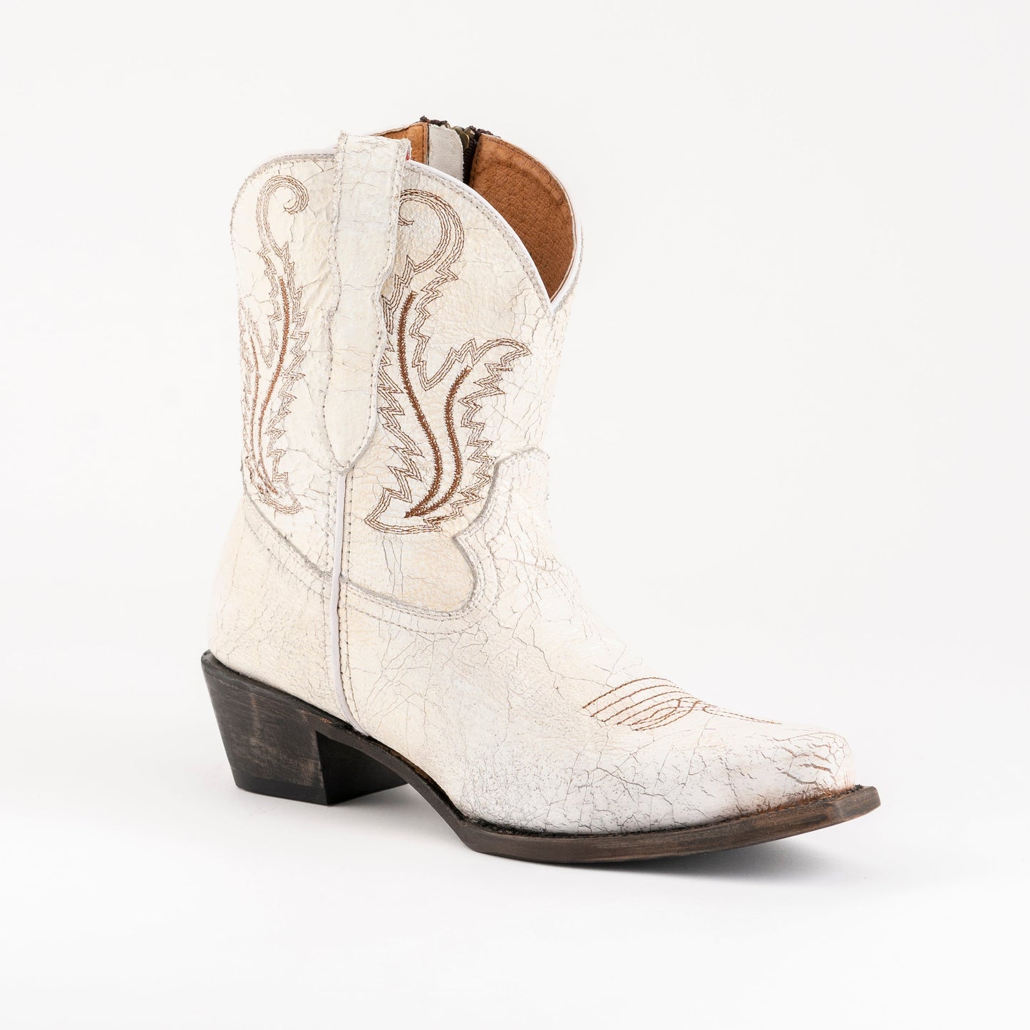 Women's Ferrini Molly Leather Booties Handcrafted White - yeehawcowboy