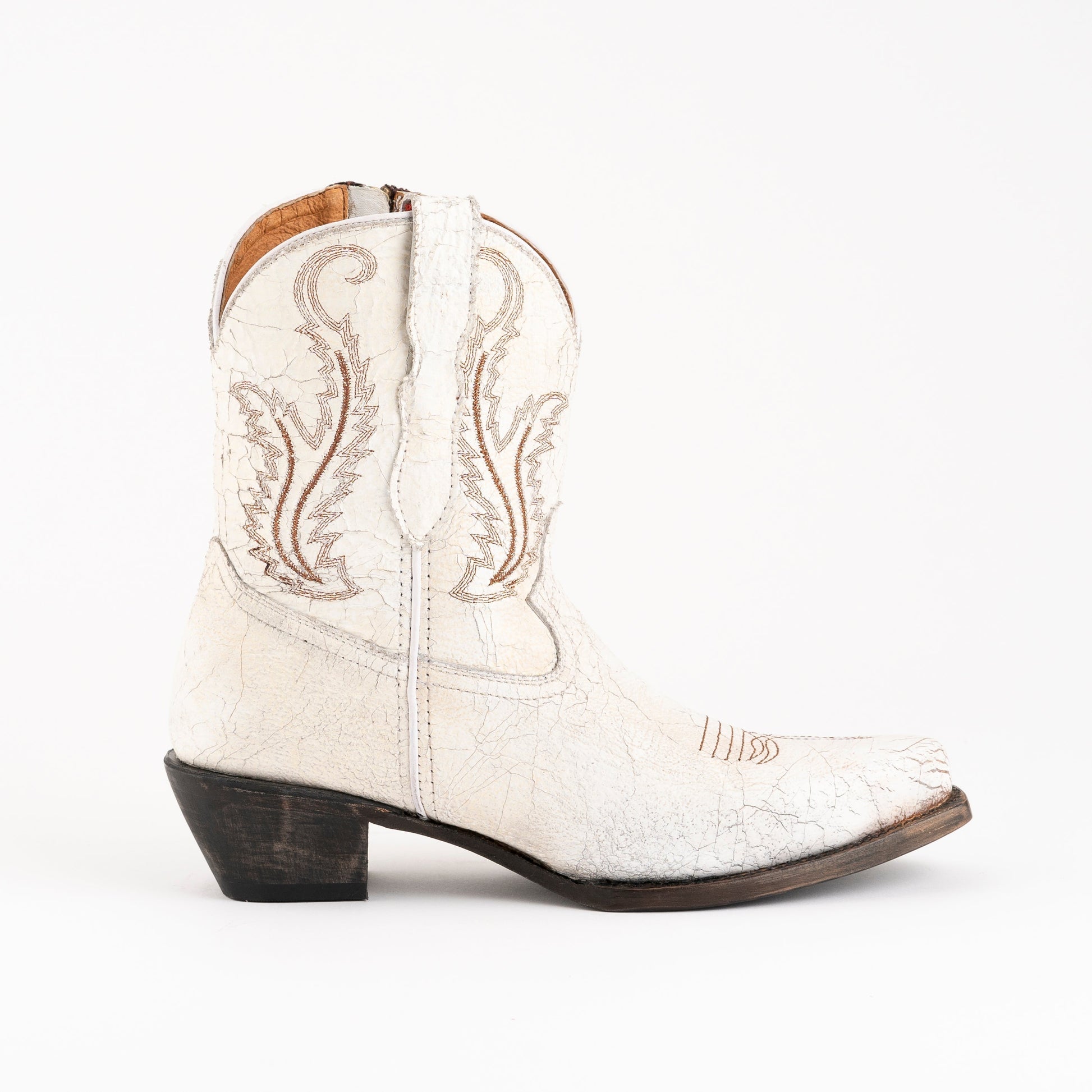 Women's Ferrini Molly Leather Booties Handcrafted White - yeehawcowboy