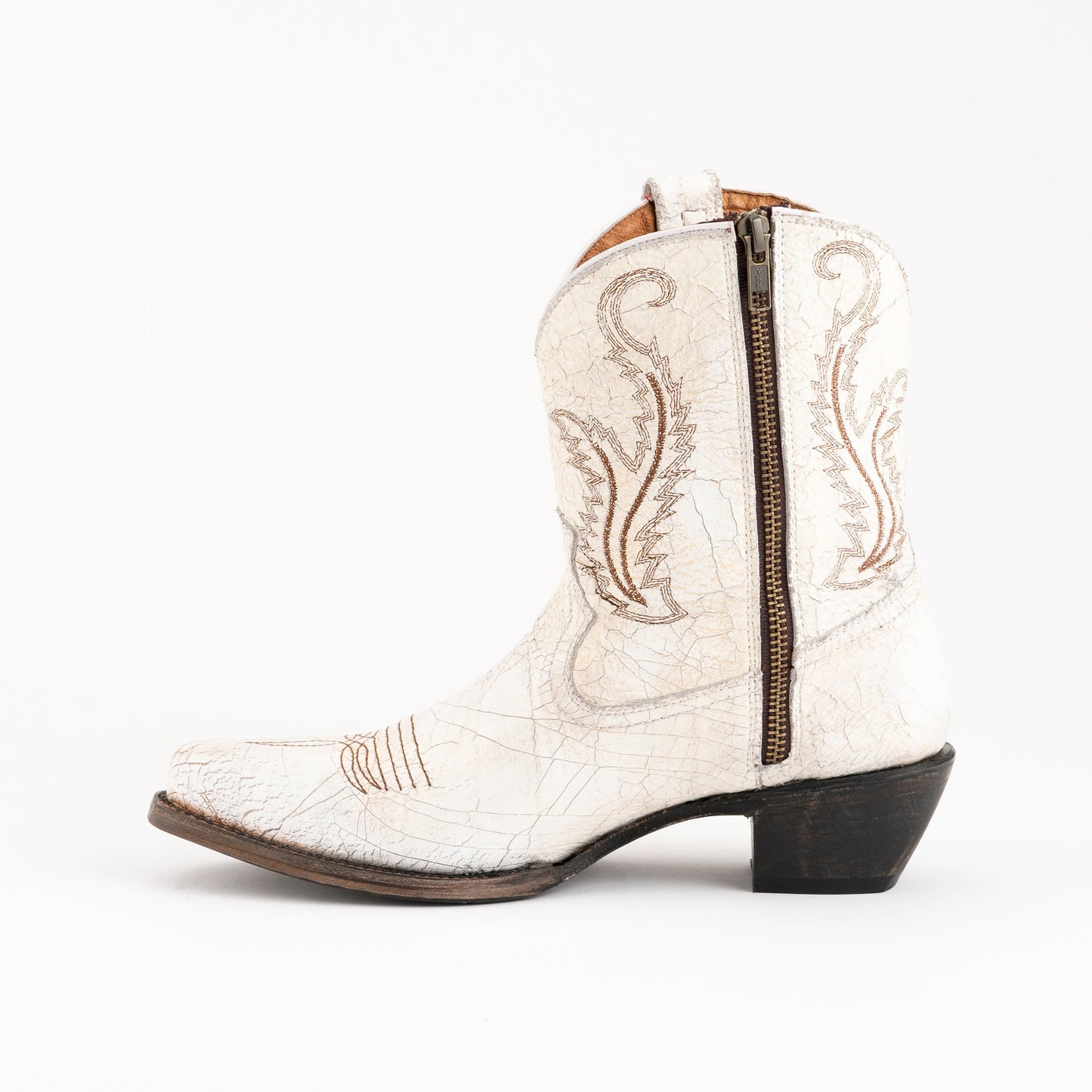 Women's Ferrini Molly Leather Booties Handcrafted White - yeehawcowboy