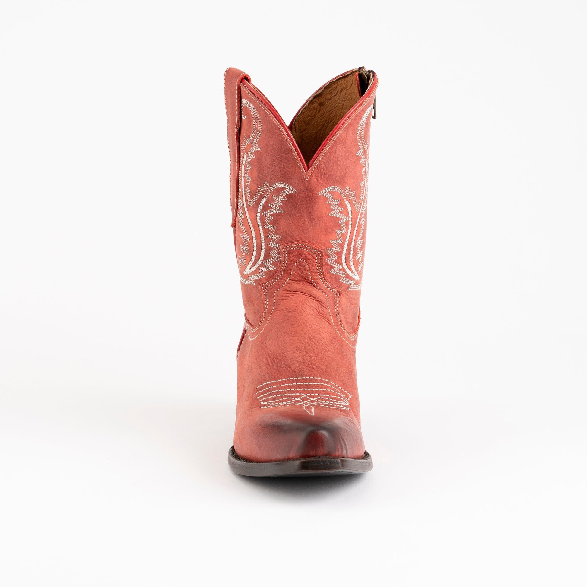 Women's Ferrini Molly Leather Booties Handcrafted Red - yeehawcowboy