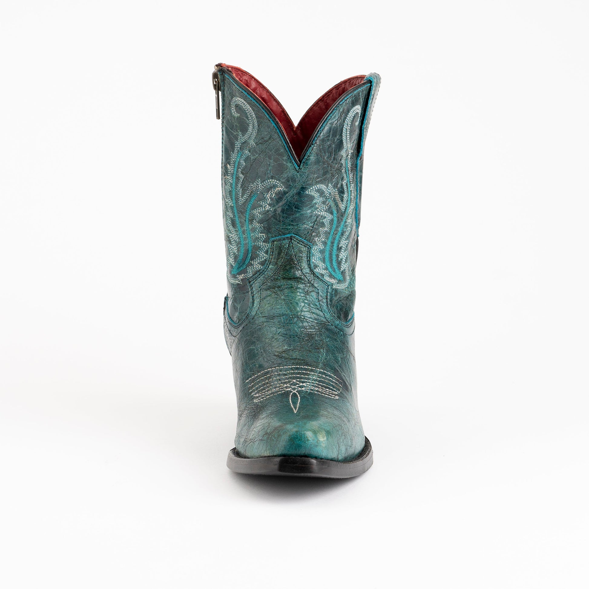 Women's Ferrini Molly Leather Booties Handcrafted Teal - yeehawcowboy