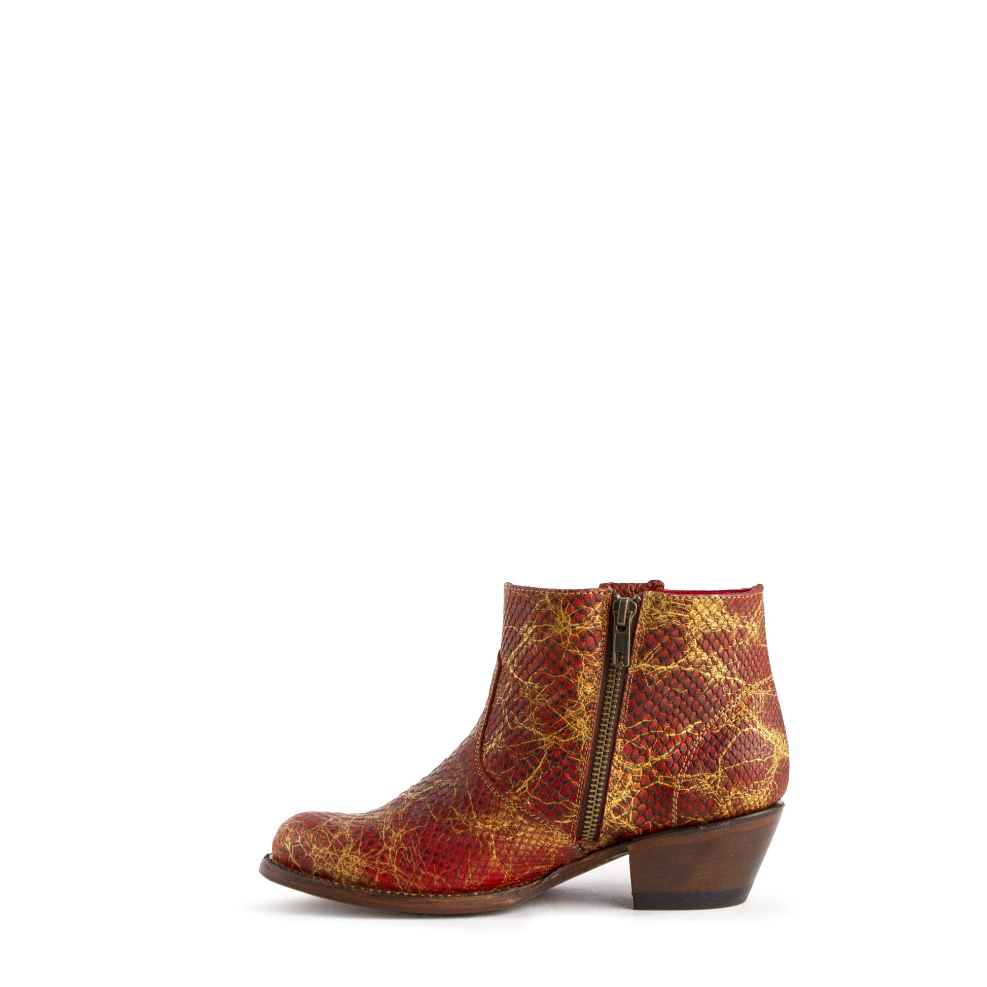 Women's Ferrini Rebel Python Print Boots Handcrafted Red - yeehawcowboy