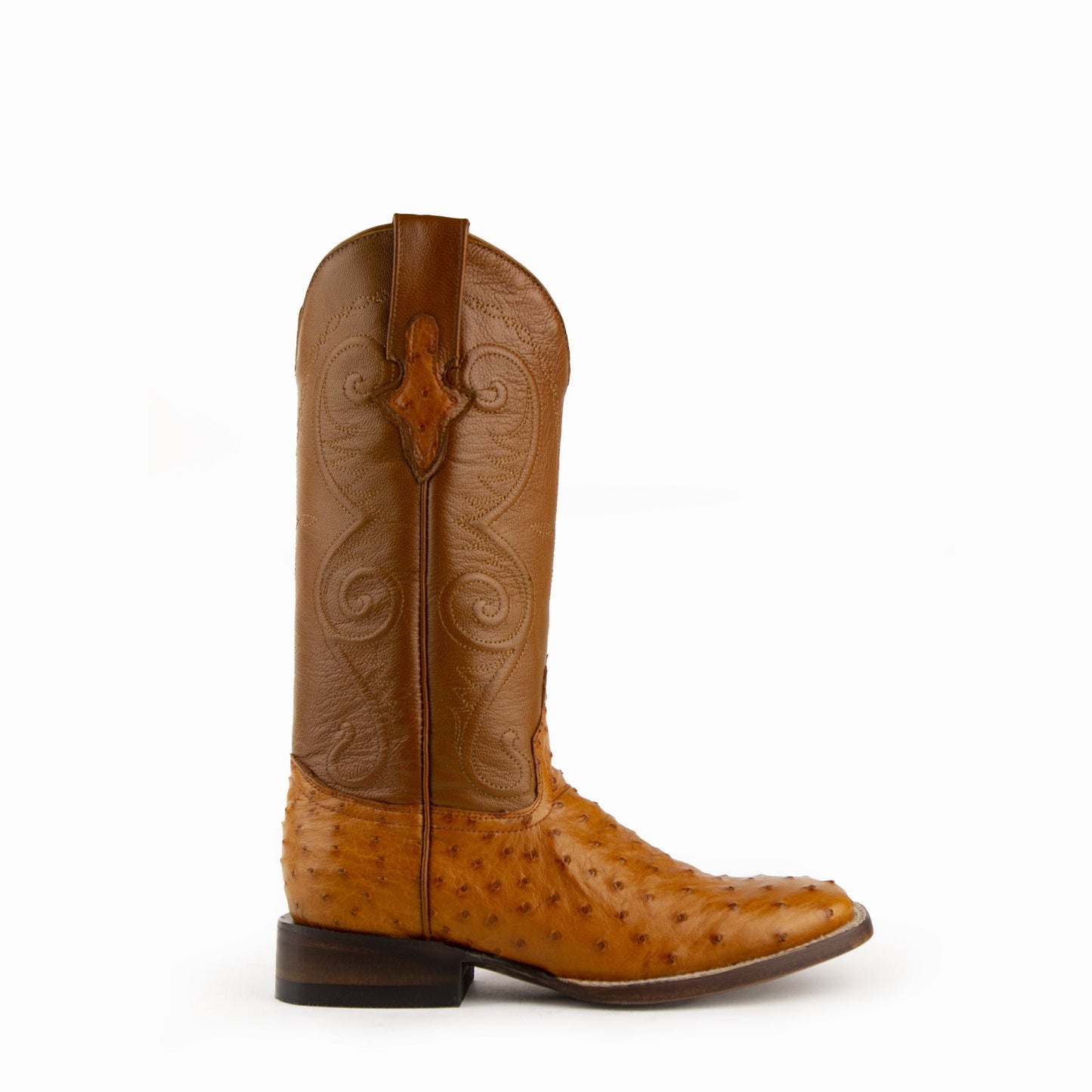 Women's Ferrini Colt Full Quill Ostrich Boots Handcrafted Cognac - yeehawcowboy