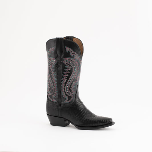 Women's Ferrini Taylor Teju Lizard Boots Handcrafted Black - yeehawcowboy