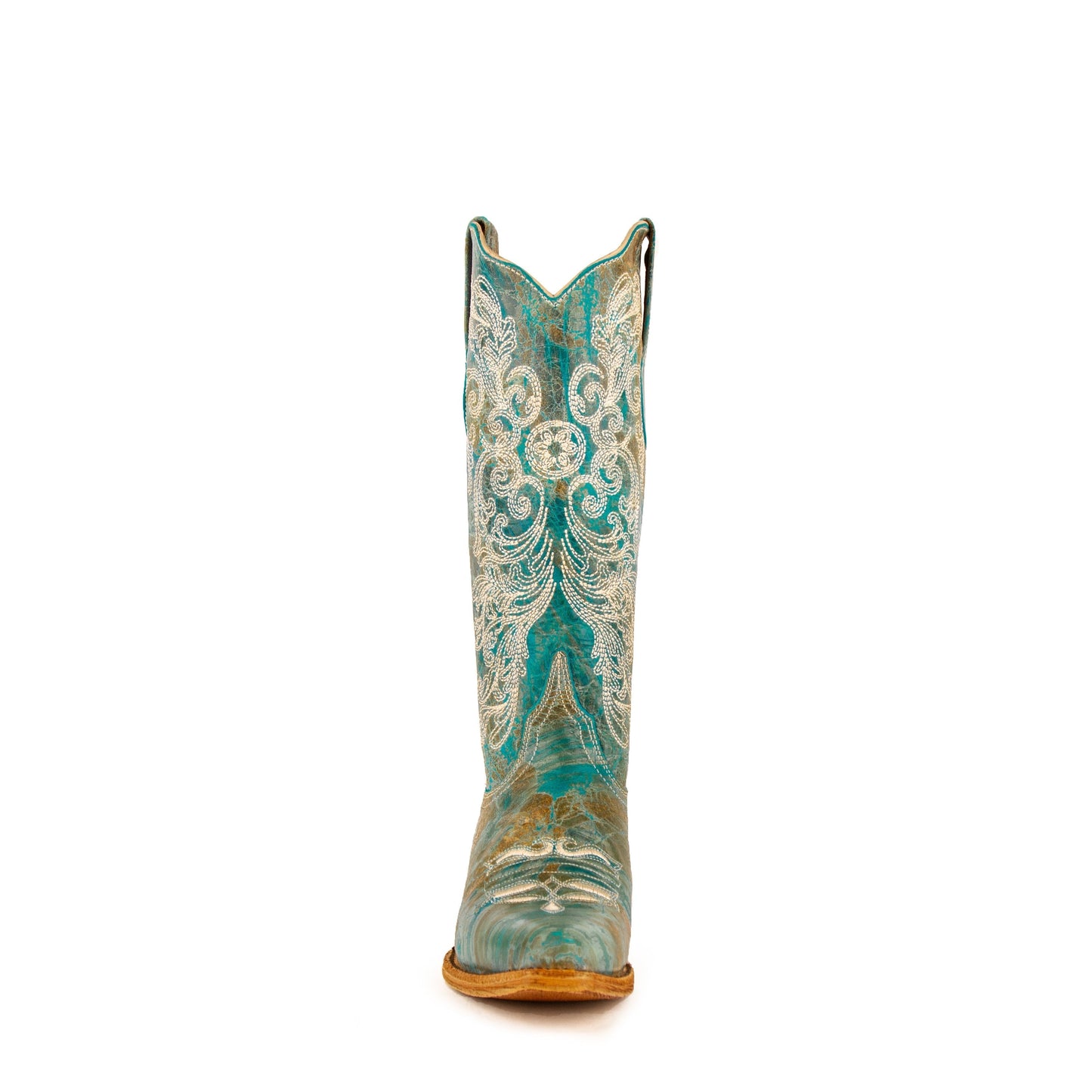 Women's Ferrini Southern Charm Leather Boots Handcrafted Turquoise - yeehawcowboy