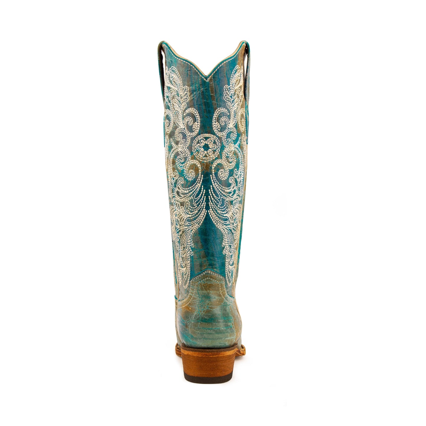 Women's Ferrini Southern Charm Leather Boots Handcrafted Turquoise - yeehawcowboy