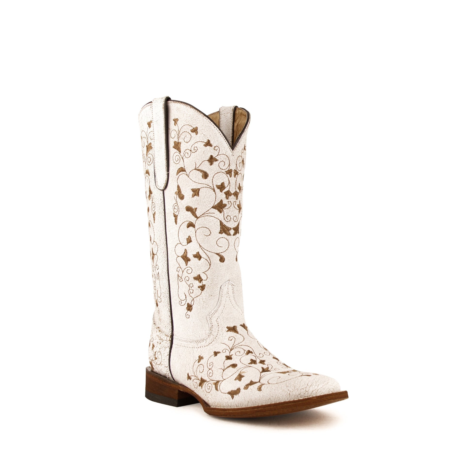 Women's Ferrini Honeysuckle Leather Boots Handcrafted White - yeehawcowboy