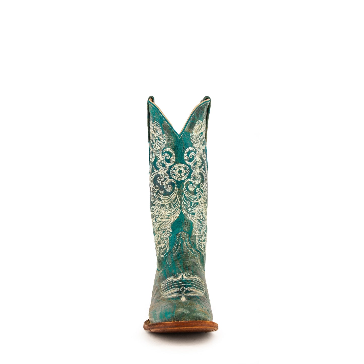 Women's Ferrini Southern Charm Leather Boots Handcrafted Turquoise - yeehawcowboy