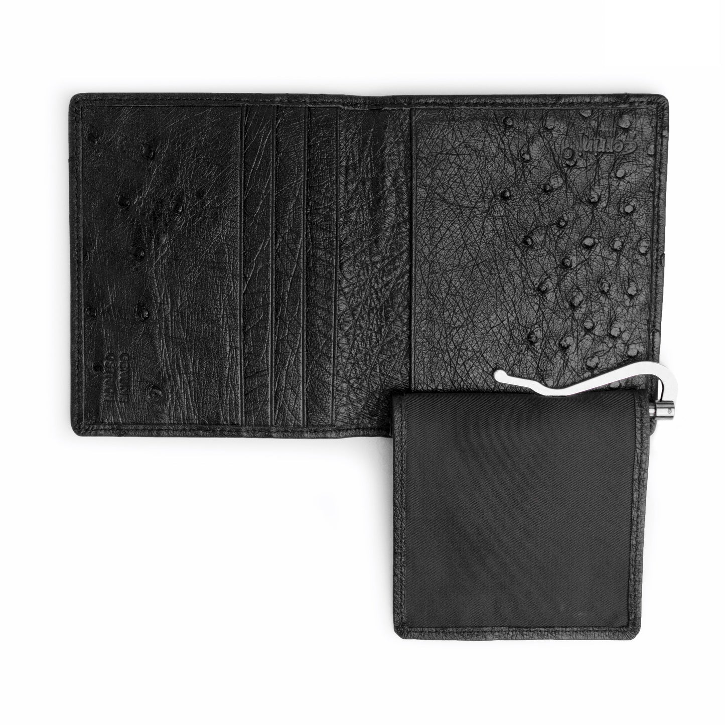 Ferrini Full Quill Ostrich Money Clip Black - yeehawcowboy