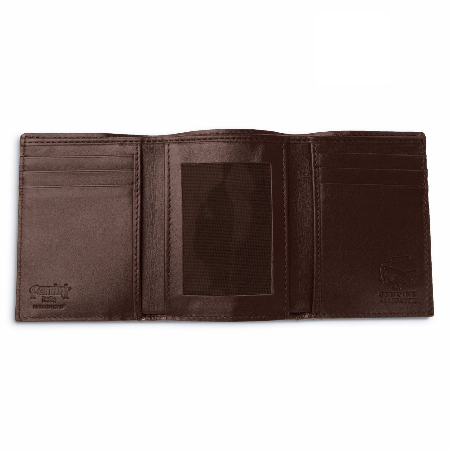 Ferrini Alligator Trifold Wallet Nicotine - yeehawcowboy