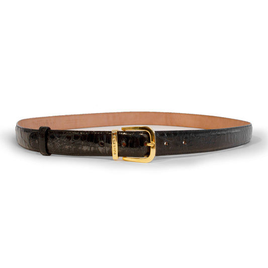 Ferrini Cowboy Alligator Straight Belt Handmade Black - yeehawcowboy