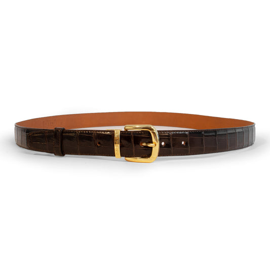 Ferrini Cowboy Alligator Straight Belt Handmade Nicotine - yeehawcowboy