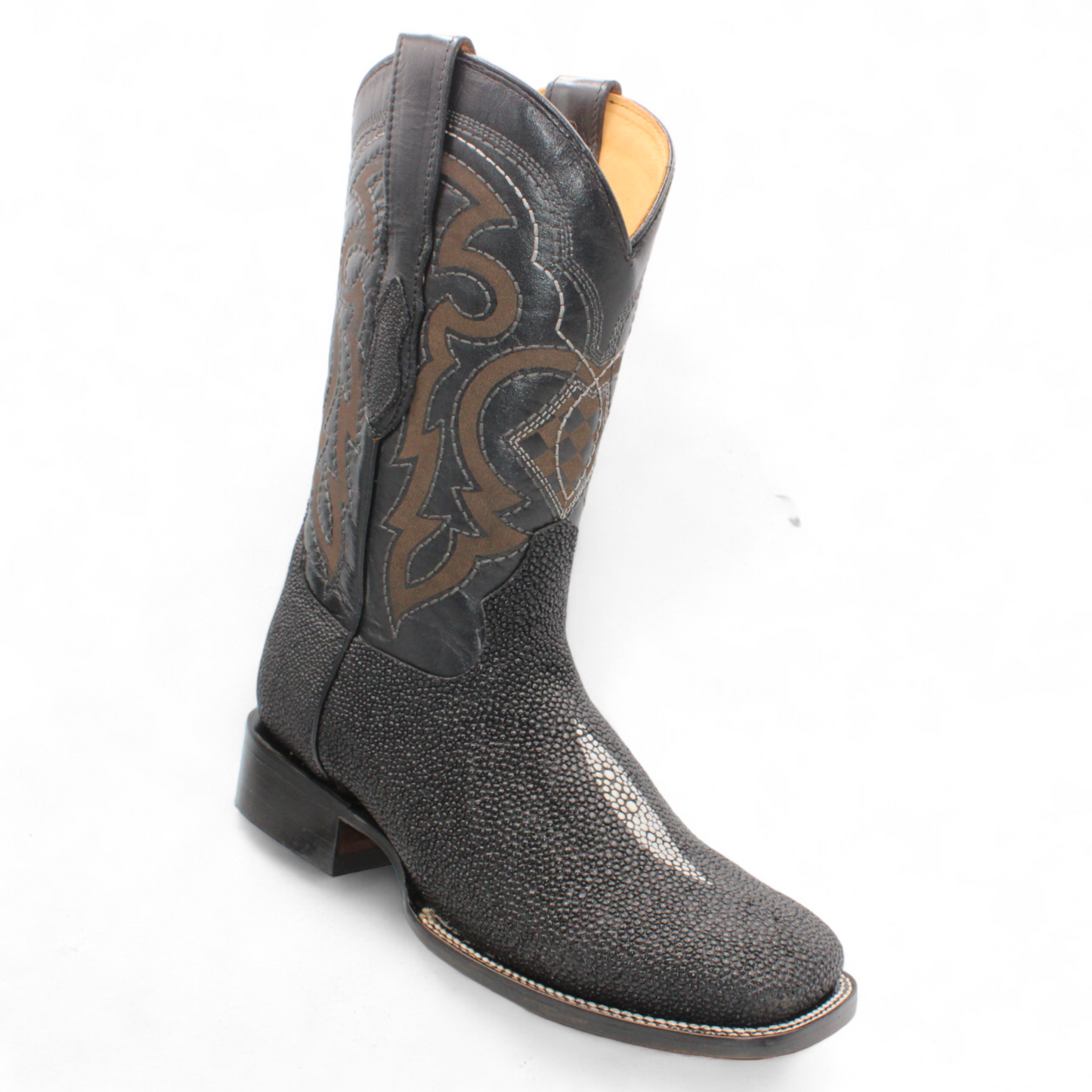 Hooch Stingray PRINT Cowboy Boots Black Handmade