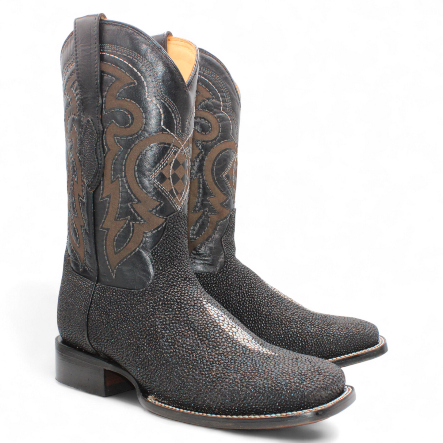 Hooch Stingray PRINT Cowboy Boots Black Handmade