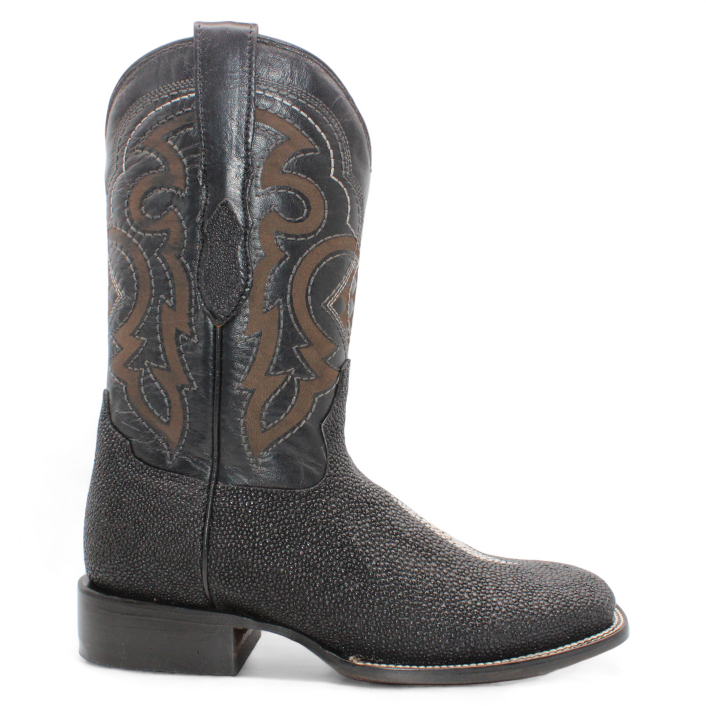 Hooch Stingray PRINT Cowboy Boots Black Handmade