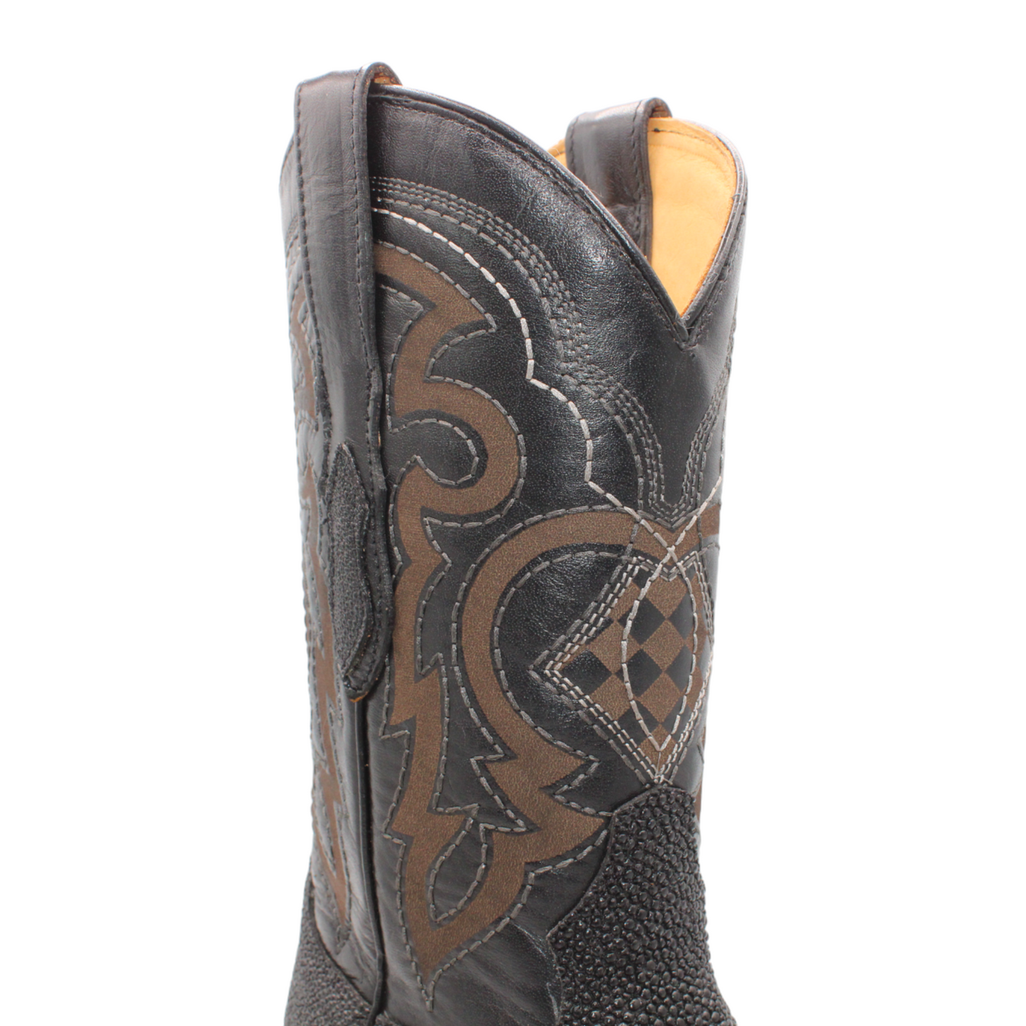 Hooch Stingray PRINT Cowboy Boots Black Handmade