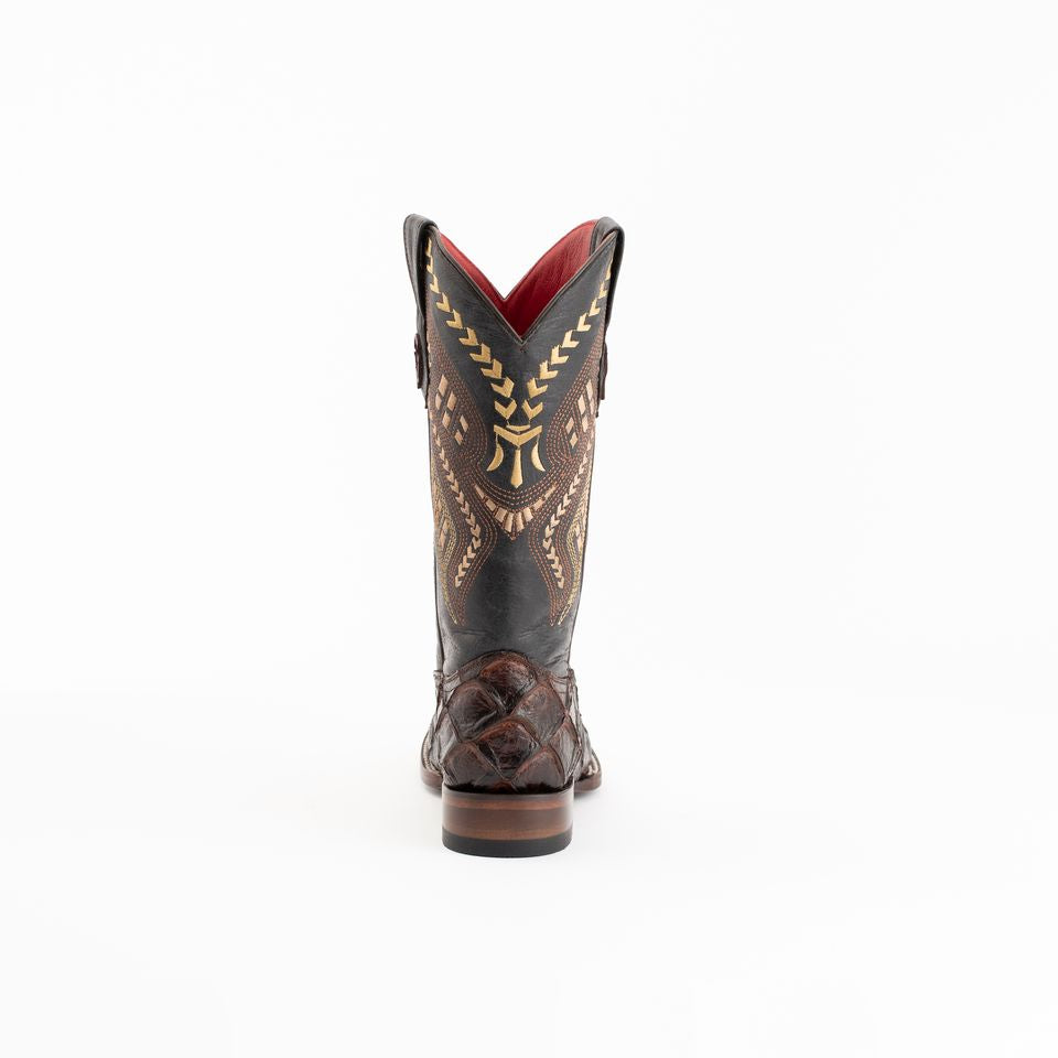 Women's Ferrini Bronco Pirarucu Print Boots Handcrafted Chocolate - yeehawcowboy